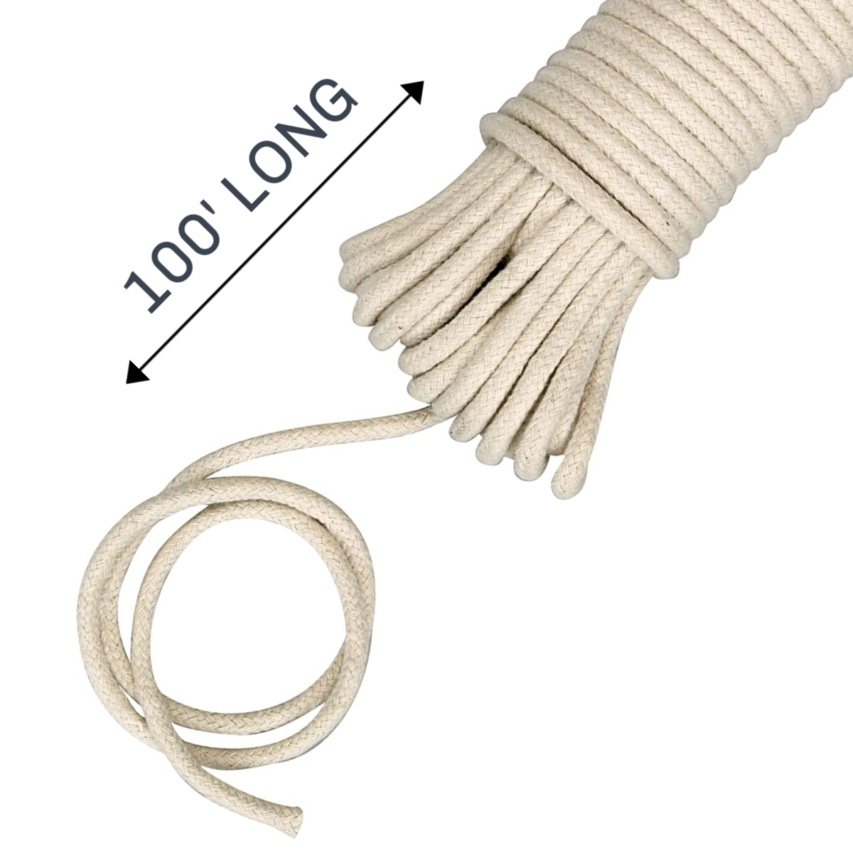 7/32 Inch Scottie Cotton Line Clothesline - 100% All-Natural Cotton Cover -  All Purpose Laundry Line and Dryer Rope - For Outdoor / Indoor Clothes  Drying, Crafting, and Art Projects 