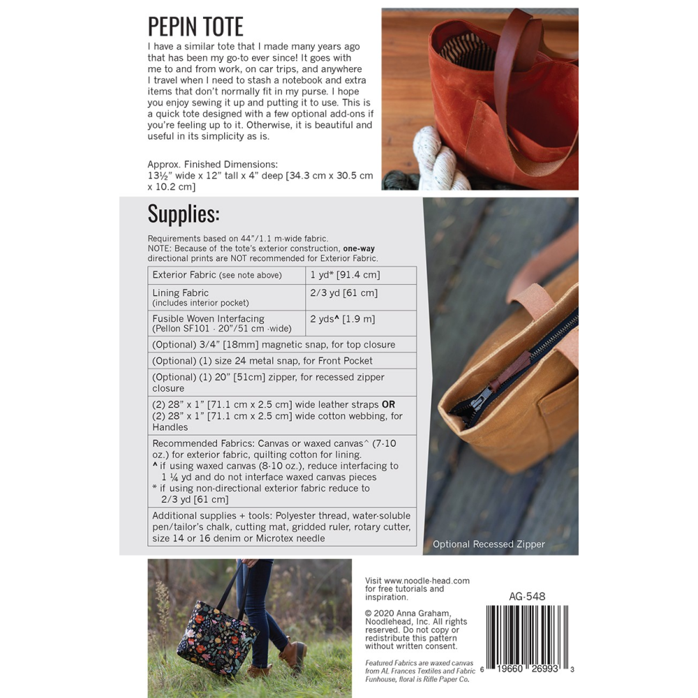 PEPIN TOTE PATTERN Calico Gals