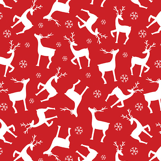 white deer on red background