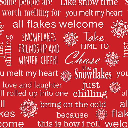 white words on red background