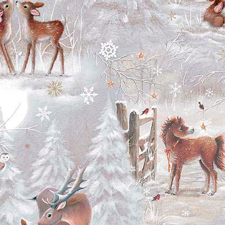 DEER SCENIC GRAY WOODLAND WONDER FLANNEL