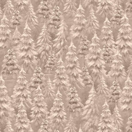 SNOWY TREES MED DARK TAUPE WOODLAND WONDER FLANNEL