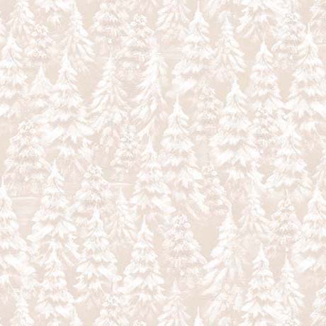 SNOWY TREES PALE TAUPE WOODLAND WONDER FLANNEL