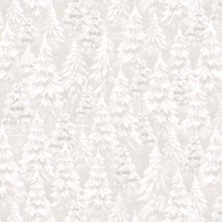 SNOWY TREES PALE GRAY WOODLAND WONDER FLANNEL