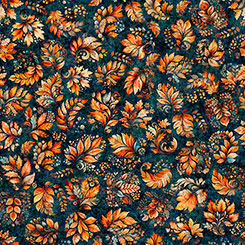 FALL LEAVES DARK TEAL HARVEST HALLOW