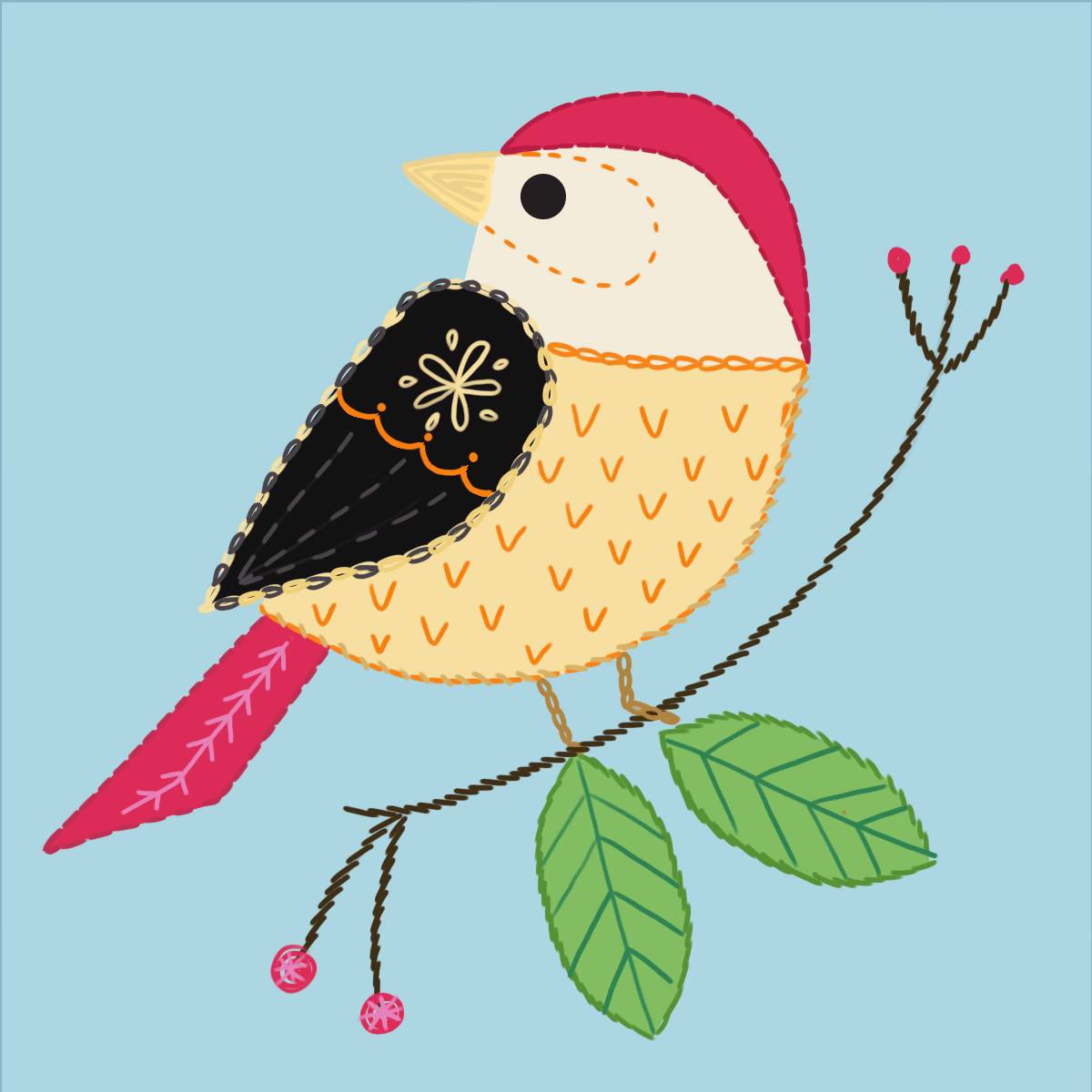 BIRD WATCHER BOM - PINE GROSBEAK BLOCK 7