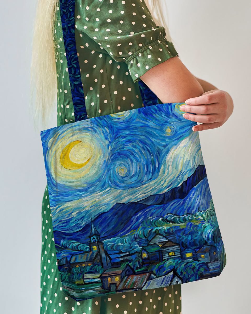 STARRY NIGHT CANVAS TOTE PANEL