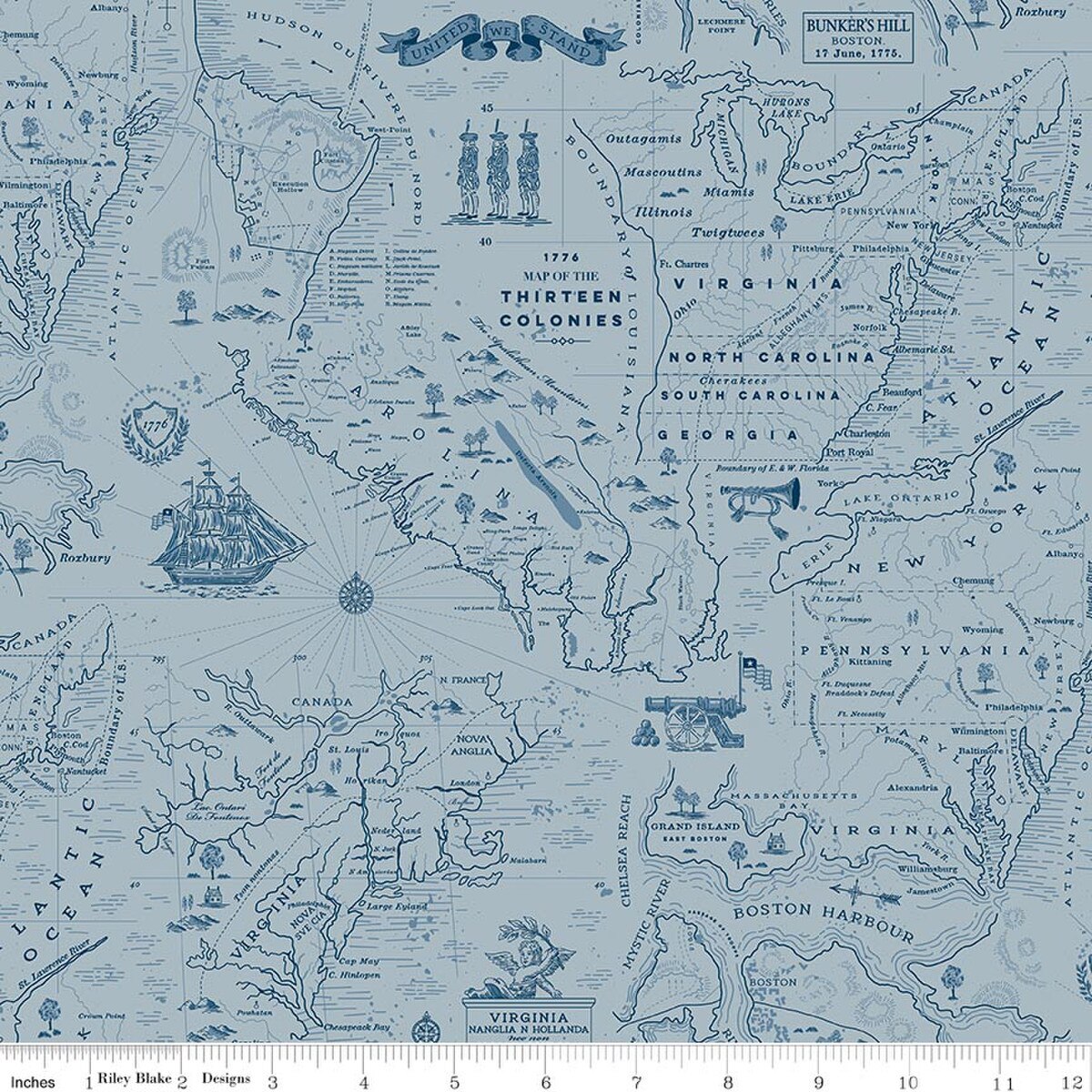 COLONIAL MAP BLUE INDEPENDENCE