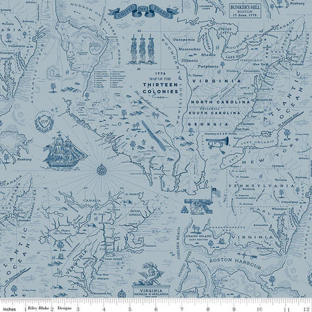 COLONIAL MAP BLUE INDEPENDENCE