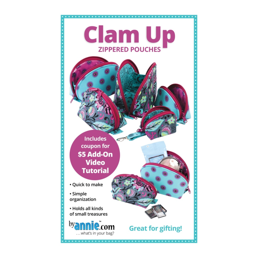 CLAM UP ZIPPERED POUCHES PATTERN