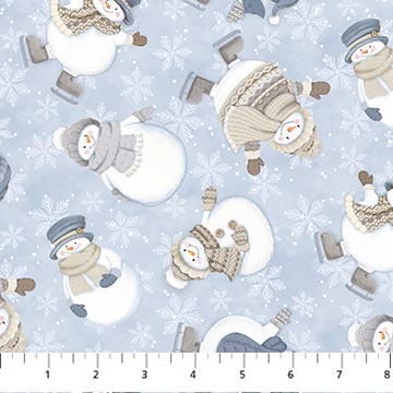 LIGHT BLUE SNOWMAN TOSS FLANNEL SNOW MUCH FUN