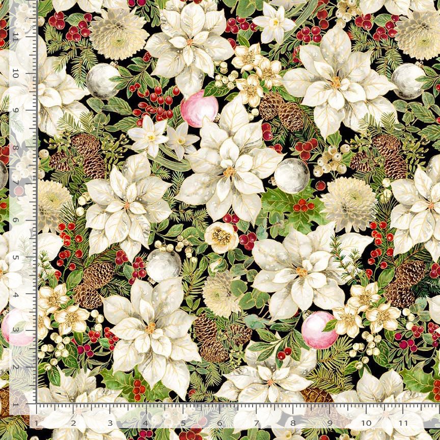 HOLIDAY FLORAL METALLIC MERRY CHRISTMAS