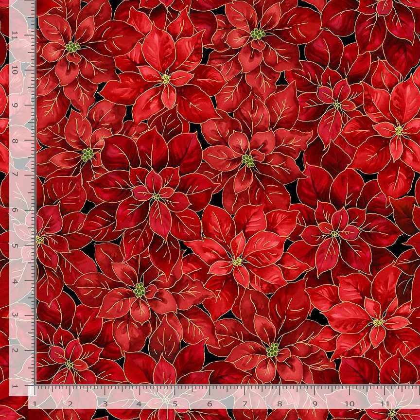 PACKED POINSETTIAS METALLIC