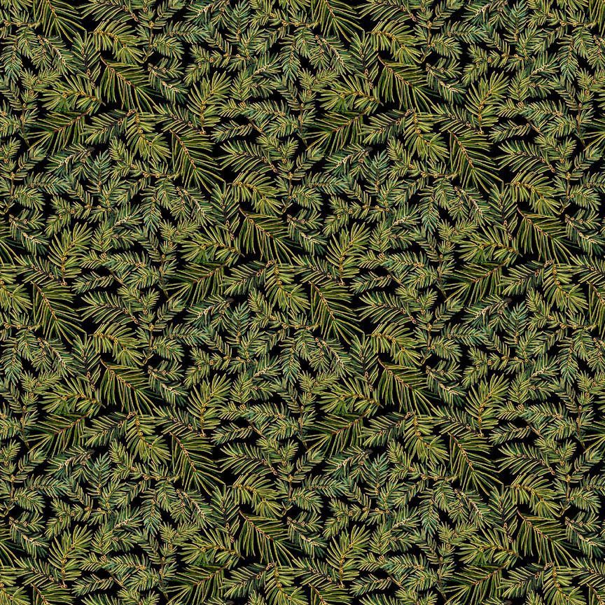 PACKED PINE NEEDLES METALLIC MERRY CHRISTMAS