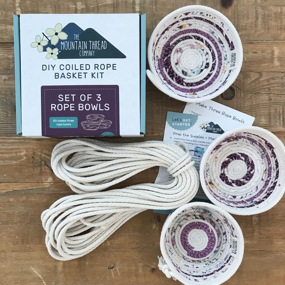 COILED ROPE BASKET KIT SET OF 3 BOWLS – Calico Gals