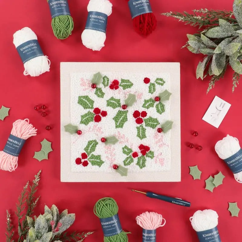 HAPPY HOLLY-DAYS PUNCH NEEDLE