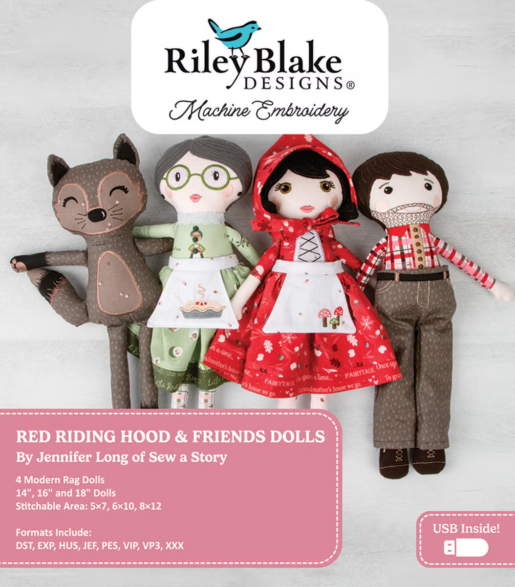 RED RIDING HOOD & FRIENDS DOLLS MACHINE EMBROIDERY USB