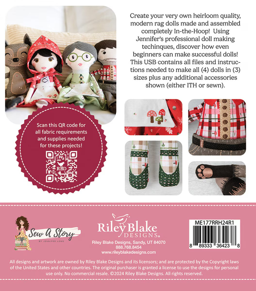 RED RIDING HOOD & FRIENDS DOLLS MACHINE EMBROIDERY USB