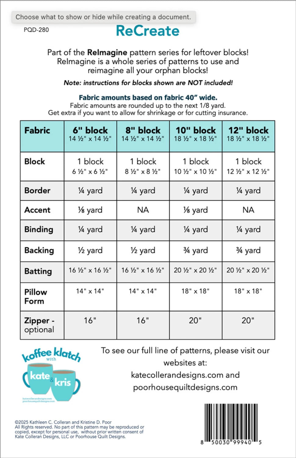 REIMAGINE RECREATE PILLOW PATTERN