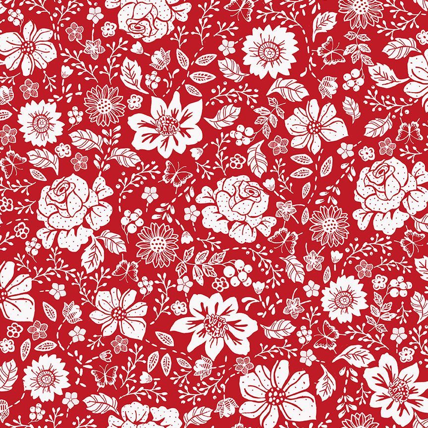 LARGE FLORAL REDWORK