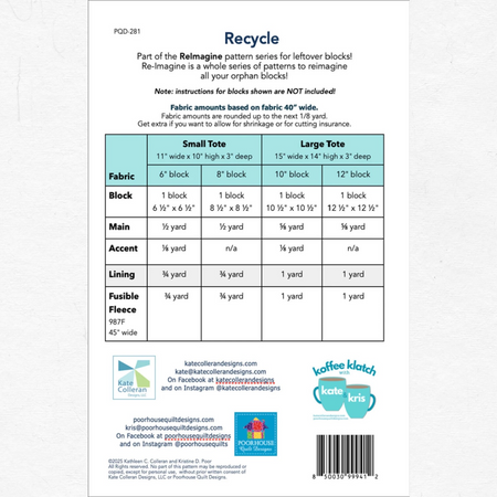 REIMAGINE RECYCLE TOTE PATTERN