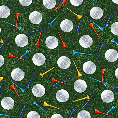 GOLF BALLS & TEES IN GRASS