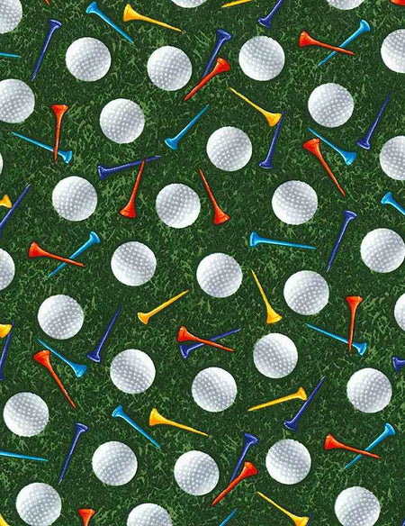 GOLF BALLS & TEES IN GRASS