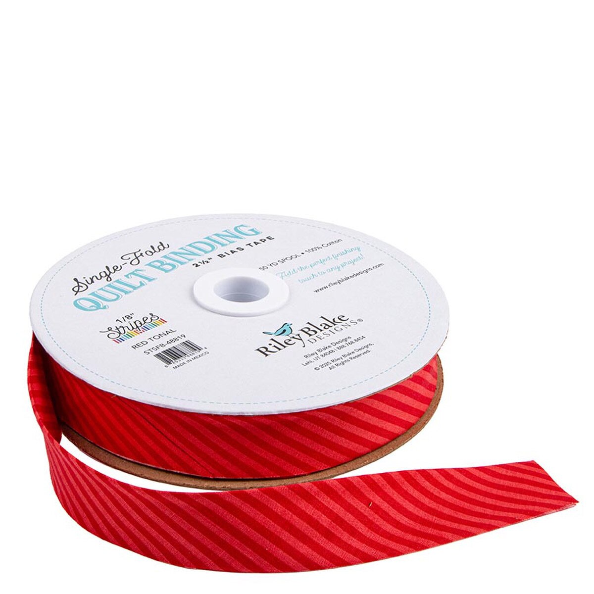 SINGLE-FOLD QUILT BINDING - RED TONAL STRIPE