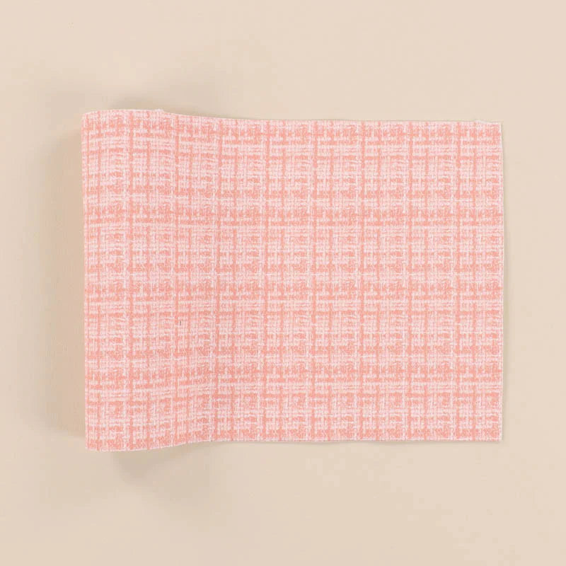 PINK PLAID EMBROIDERY LEATHER
