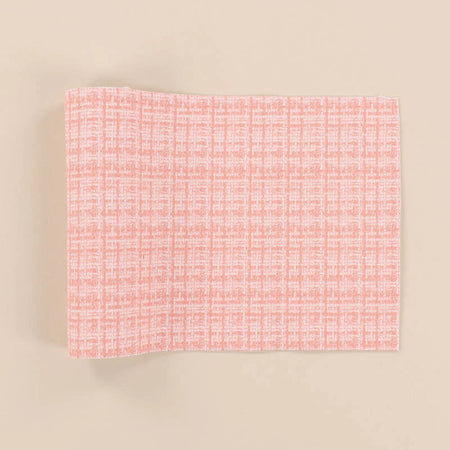 PINK PLAID EMBROIDERY LEATHER