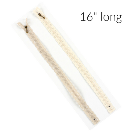 CREAM & PEBBLE 16" LACE ZIPPER 2 PACK