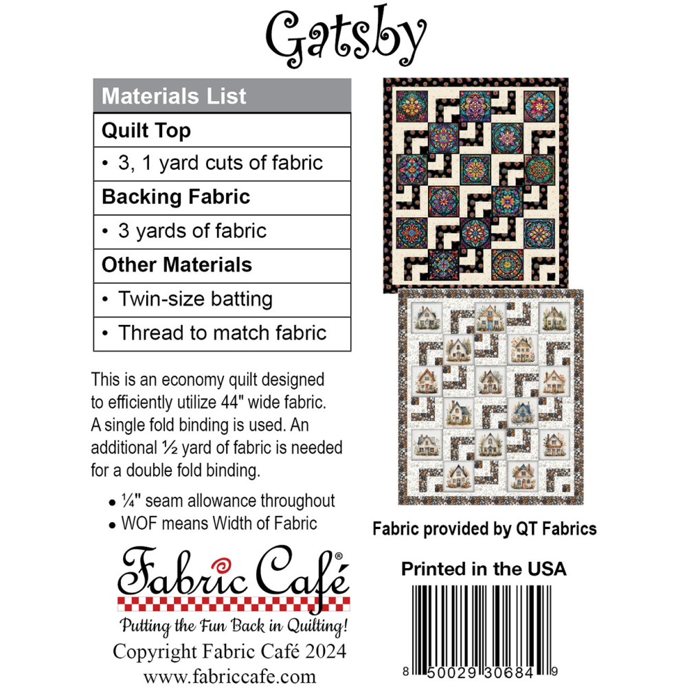 GATSBY 3 YARD QUILT PATTERN FABRIC CAFE