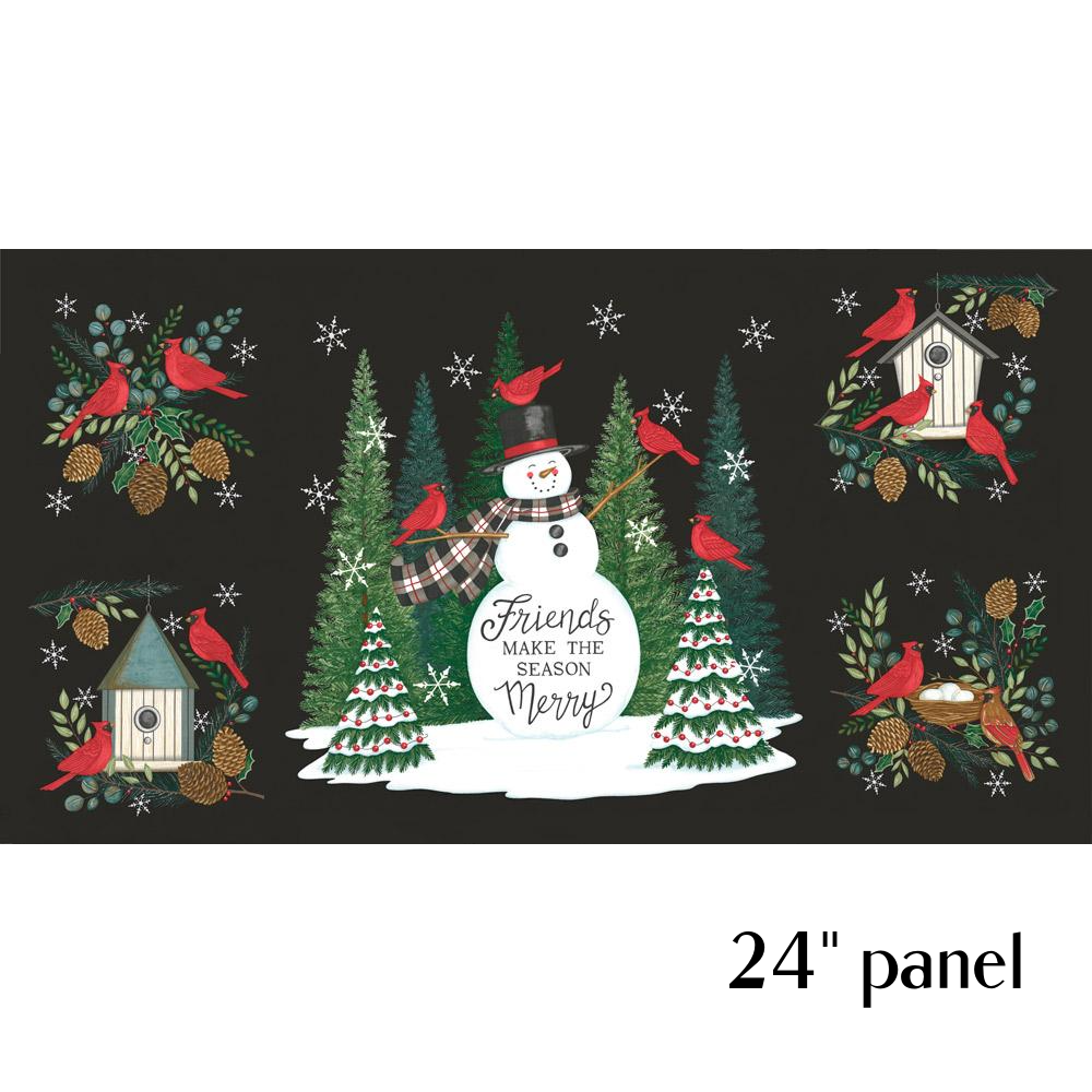 WINTER FRIENDS PANEL BLACK – Calico Gals
