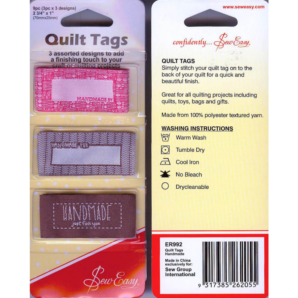 QUILT TAGS 9PC SEW EASY