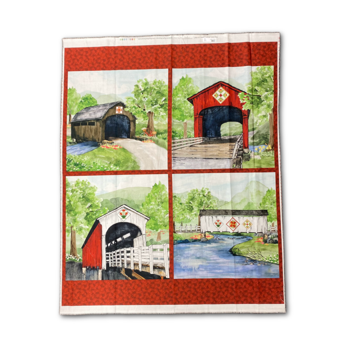 COVERED BRIDGES IN SPRING PILLOW PANEL