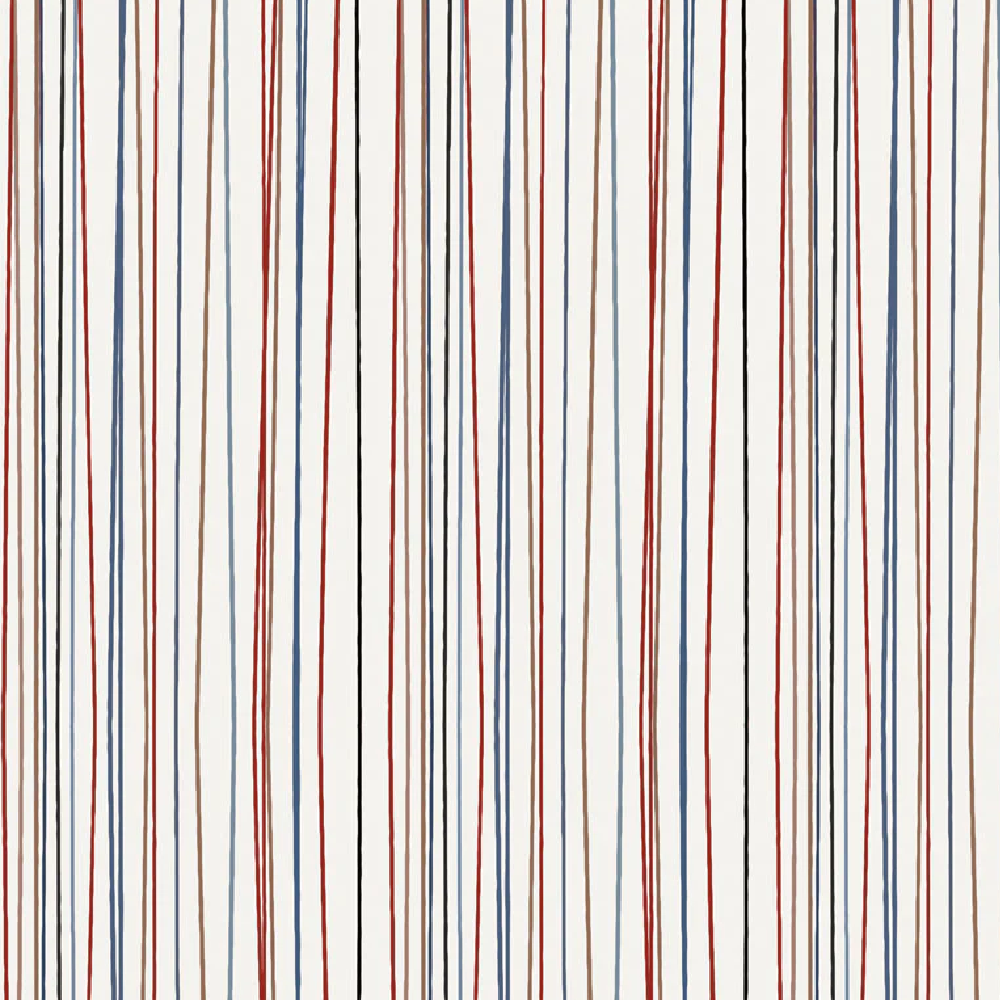 white background, red and blue skinny stripes