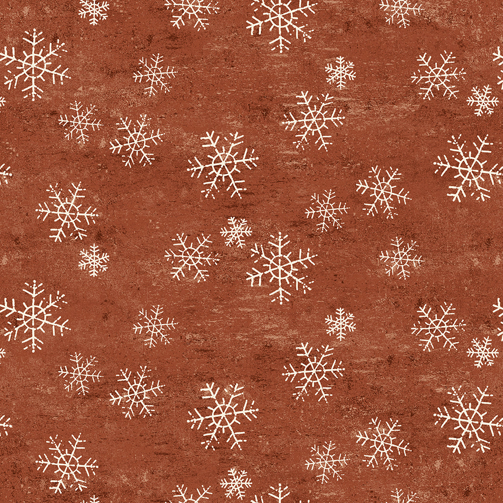 SNOWFLAKES DARK RUST SNOW MOUNTAIN FLANNEL