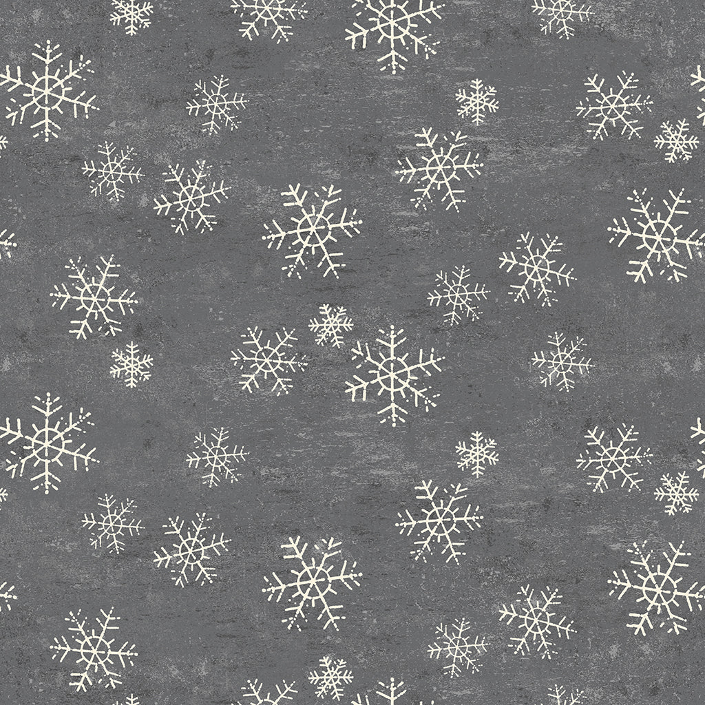 SNOWFLAKES DARK GRAY SNOW MOUNTAIN FLANNEL