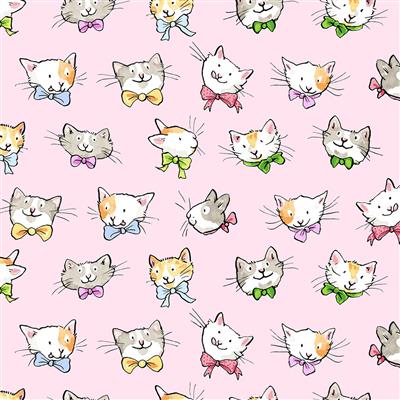 PINK FLANNEL CAT FACES LET'S BAKE