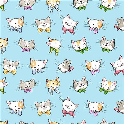 LIGHT SKY FLANNEL CAT FACES LET'S BAKE