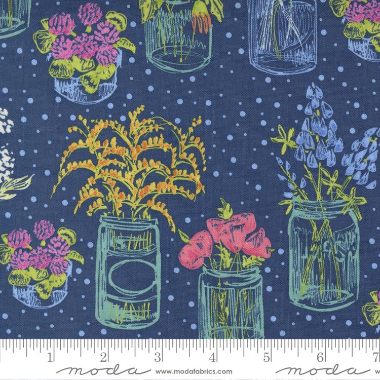 CANNING JARS NAVY WILD BLOSSOMS