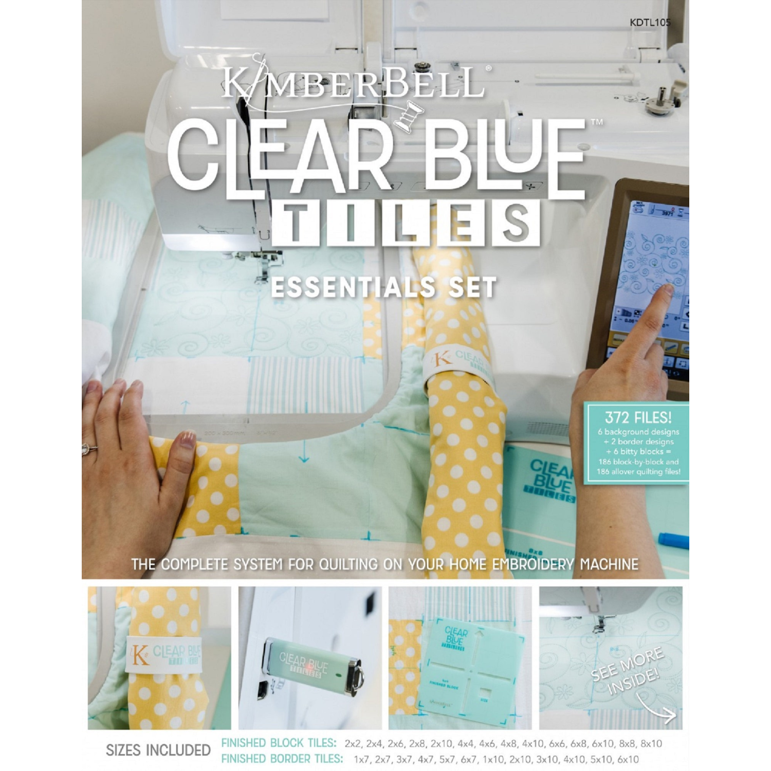 Clear blue tiles, embroidery, quilting