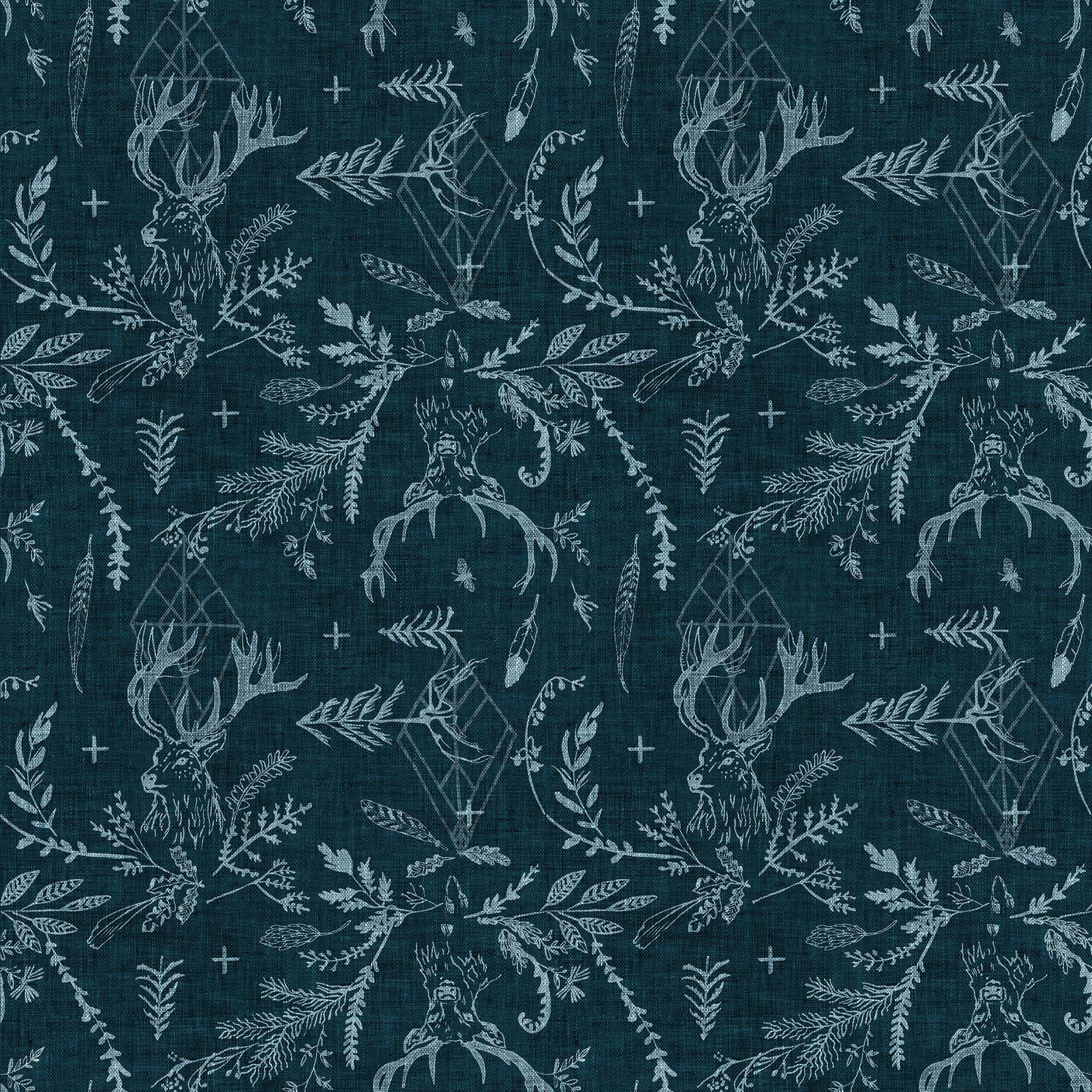 FOREST SCENES - NAVY FOREST FABLE FIGO FABRICS