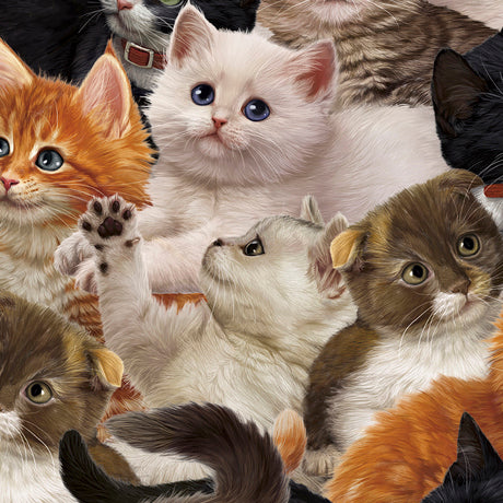 Literary Kitties Packed Cats Fabric