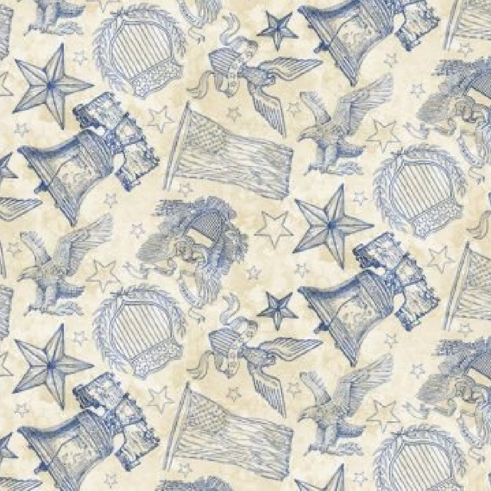 PATRIOTIC TOILE BLUE COLORS OF COURAGE