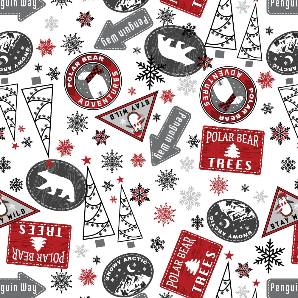 SNOWY SIGNS WHITE WINTER COMFORT FLANNEL