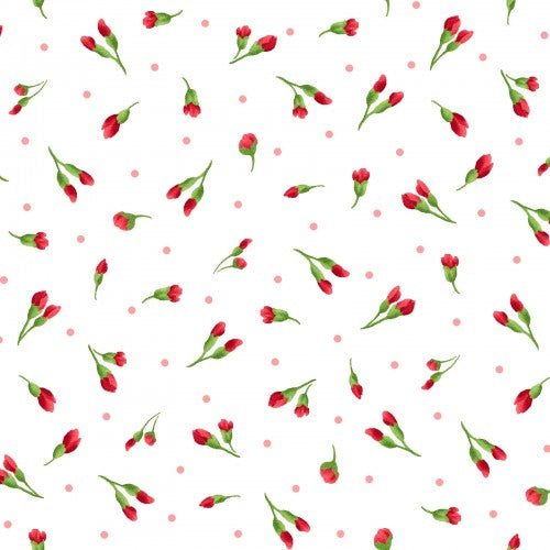 Red, green, buds, floral, flowers, white, chloe